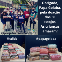 Papa Goiaba faz doação de estojos para a CDL